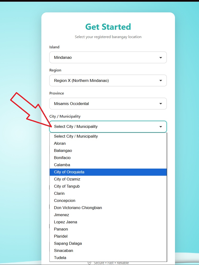 Select City/Municipality